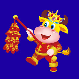 卡通牛牛年门画牛年门贴牛年插画