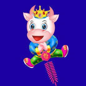 牛年门画牛年门贴牛年大吉卡通牛