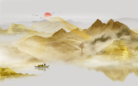 中式水墨山水画