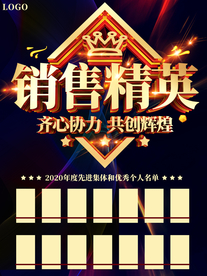 公司企业销售精英排名海报展板