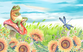 水彩手绘背景墙