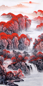 旭日东升 山水画