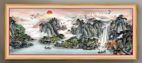 原创水墨山水风景画装饰画背景墙