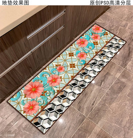 田园菊花欧式田园厨房地垫