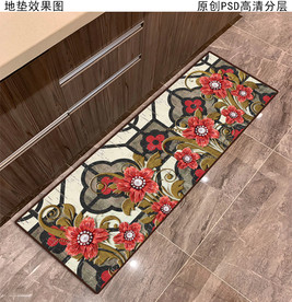 复古花卉欧式田园厨房地垫