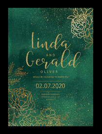 手绘水彩水墨绿色婚礼海报