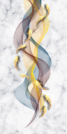 抽象线条九鱼玄关装饰画