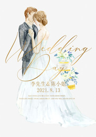 手绘新娘新郎婚礼海报