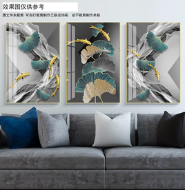 三联银杏九鱼图