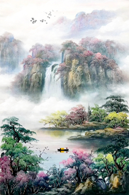 山水画风景油画招财画