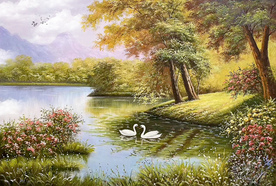 风景油画田园风光