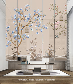 新中式花鸟卷帘