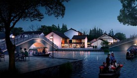 古建商业街夜景