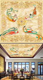 敦煌飞天中式大理石浮雕吊顶