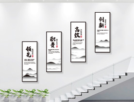 楼梯企业文化墙标语展板