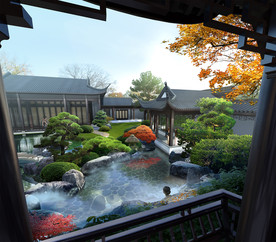 中式庭院景观效果图