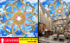金属花纹天空天顶壁画