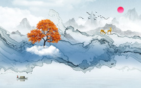 新中式抽象山水画