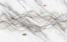 抽象线条山水画