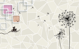 蒲公英背景墙电视背景墙