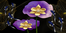 现代简约抽象金鱼背景装饰画图片