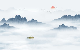 中式山水背景墙