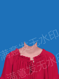 女士红色便装证件照