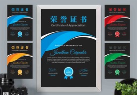 荣誉证书时尚竖版证书