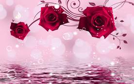 花藤红玫瑰背景装饰画