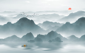 新中式水墨电视背景墙