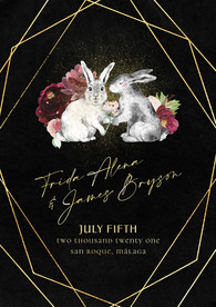 黑金兔子卡通情侣婚礼海报