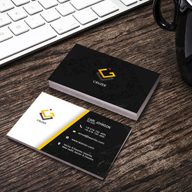 黑色简约名片双面PSD展开图