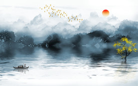 水墨山水背景墙