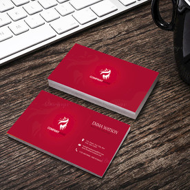 红色简约名片双面PSD展开图