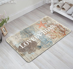 海洋复古浴室地垫