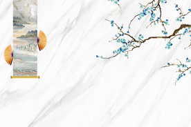 大理石纹花鸟背景墙