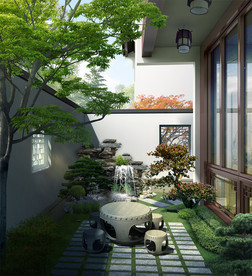 小庭院假山效果图