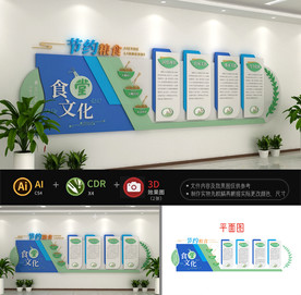 企业学校食堂文化墙