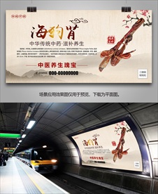 中药材海狗肾海报灯箱展板展架