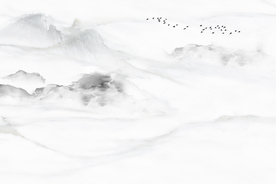 新中式爵士白大理石纹山水电视背