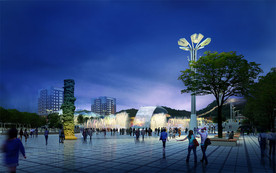 城市广场夜景效果图