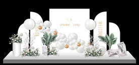 白金色主题签到迎宾舞台设计图片