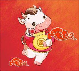 手绘卡通福牛