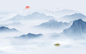 中式水墨山水画