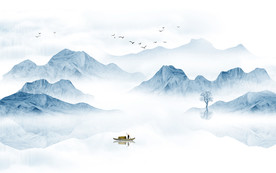 中式水墨山水画