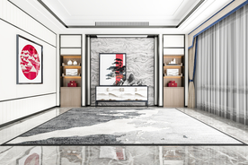 新中式背景墙客厅沙发背景摄影墙