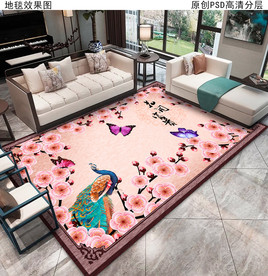 花开富贵新中式客厅地毯