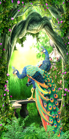 欧式田园小鹿孔雀3D门厅玄关