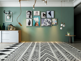 北欧风背景墙 客厅沙发3D空景