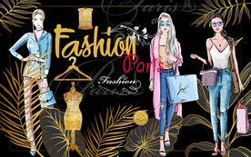 金色树叶服装店工装背景墙